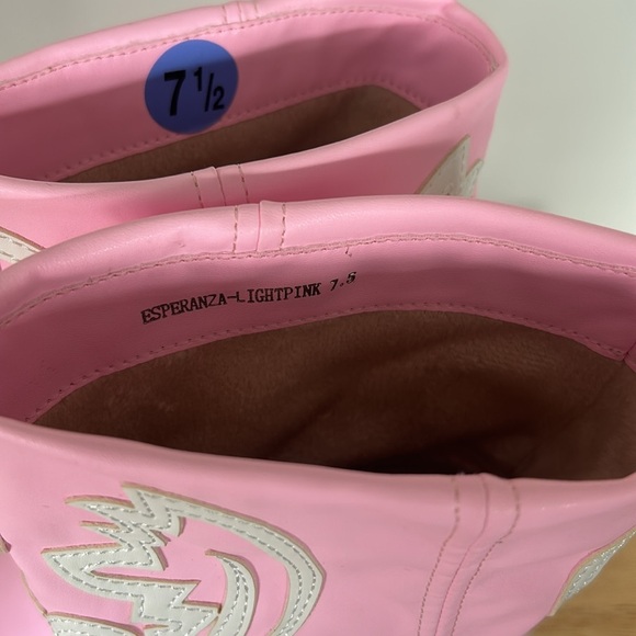 New Azalea Wang ESPERANZA COWBOY BOOTS LIGHT PINK - Picture 5 of 11